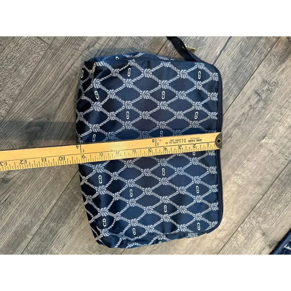 Vintage Christian Dior Blue & white nautical Pouch Make Up toiletry Bag travel - Picture 9 of 16